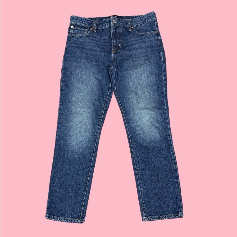GAP Denim High Rise Universal Slim Boyfriend Ankle Jeans Blue Sz 4/27 - Picture 1 of 12